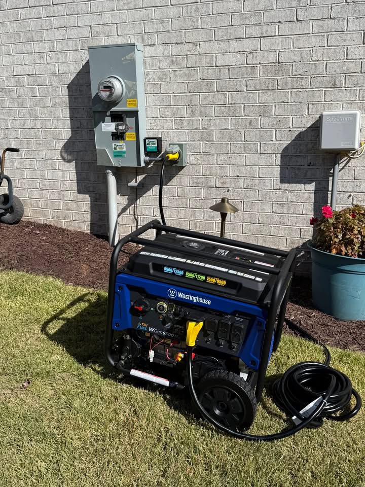 Portable generator plugged into residential panel