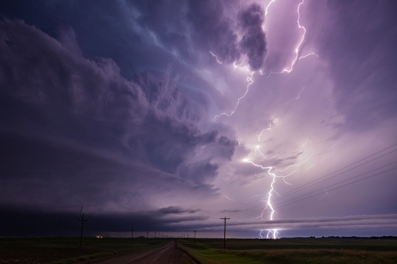 Stock footage of a thunderstorm in rural land