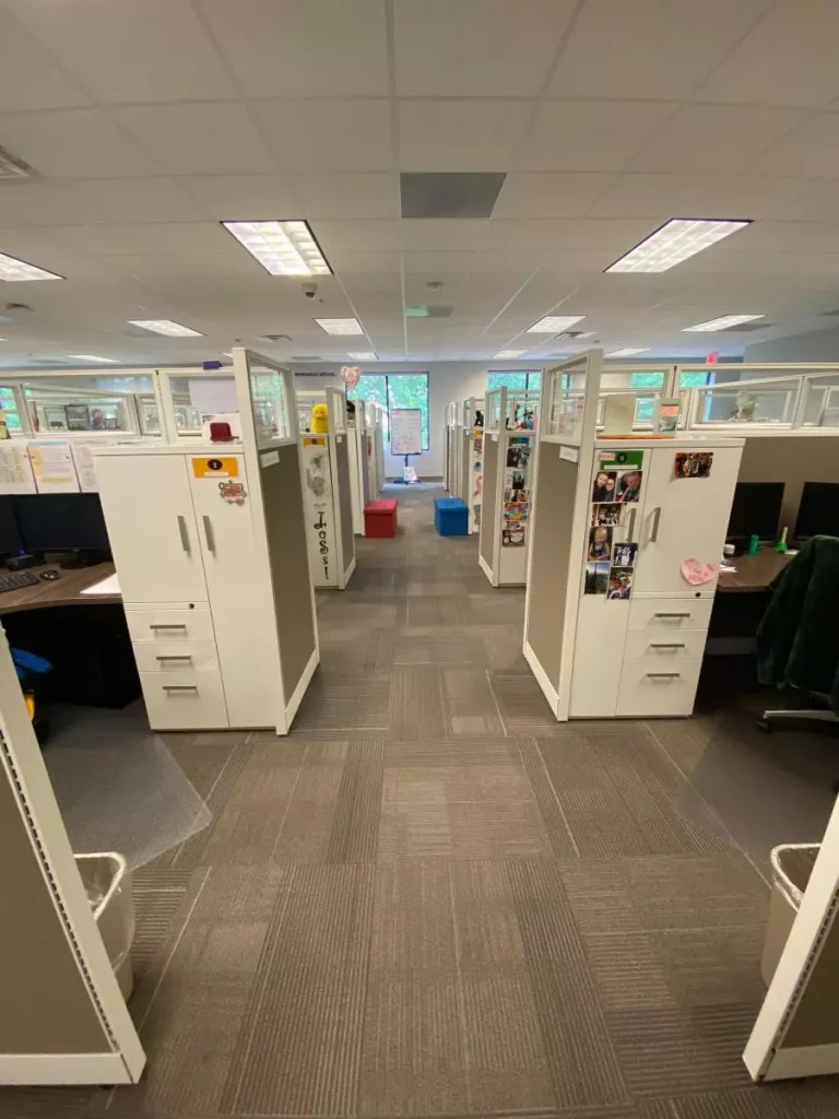 Office cubicles pictured. We're the largest HVAC Company in Charlotte! AND we're family-owned and operated.