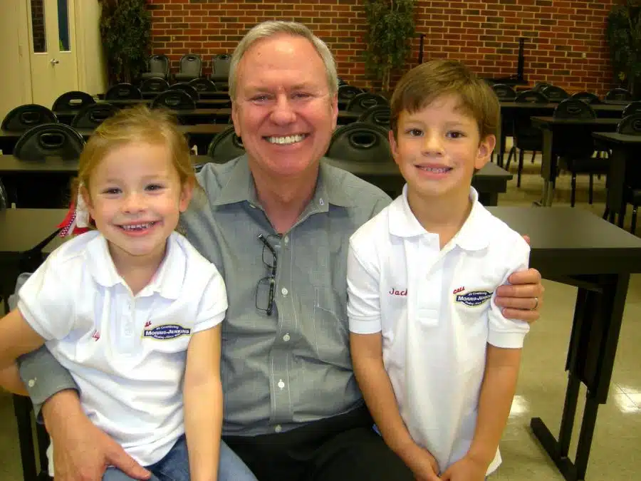 Mr. Jenkins with his granddaughter, Lily, and grandson, Jack.