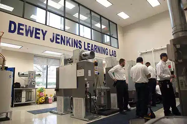 morris jenkins learning lab filled with heaters and furnaces and trainees practicing their skills