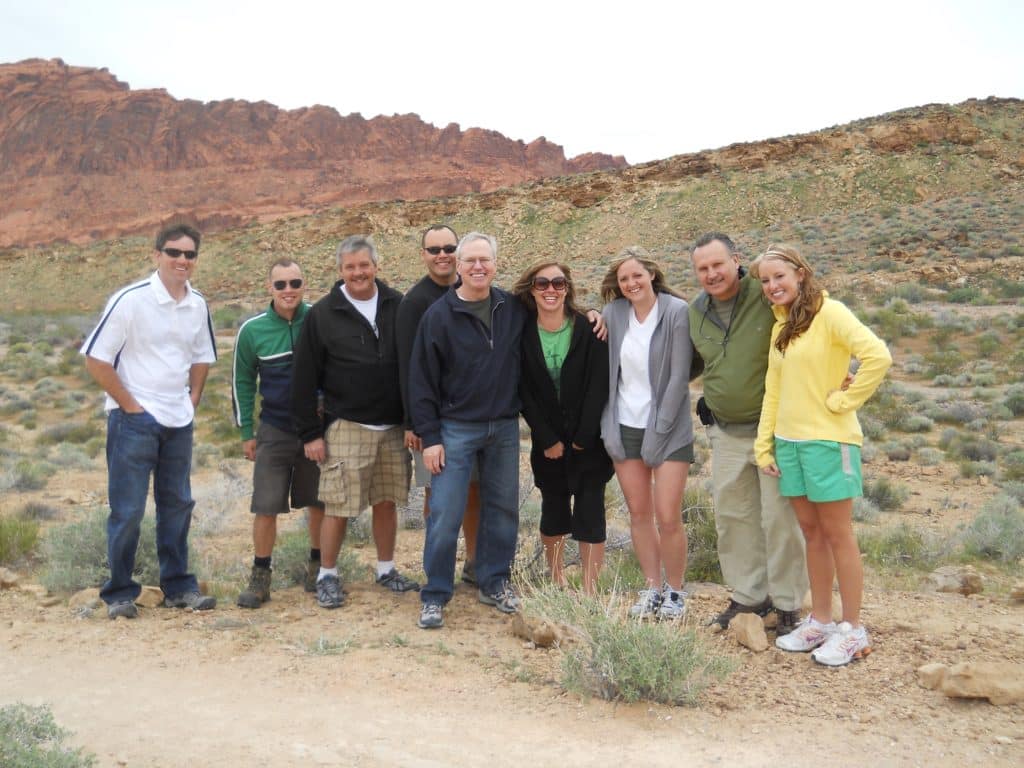 Mr. Jenkins Hiking with Employees