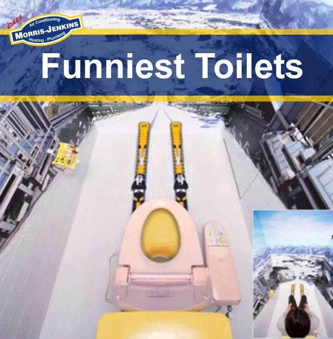 A picture of a toilet on skis.